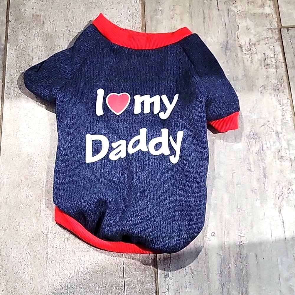 Puppies  love  blue and red   sweet shirt fits dogs 7to 11 lb